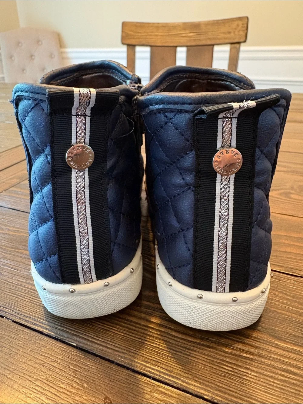 Steve Madden Kids Navy Quilted Slip-On Boots with Side Zipper